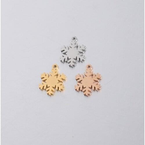 DIY Jewelry Making 5pcs 15.5*12mm Polished Stainless Steel Mirror Snowflake Pendant Christmas Bracelet/necklace Accessories