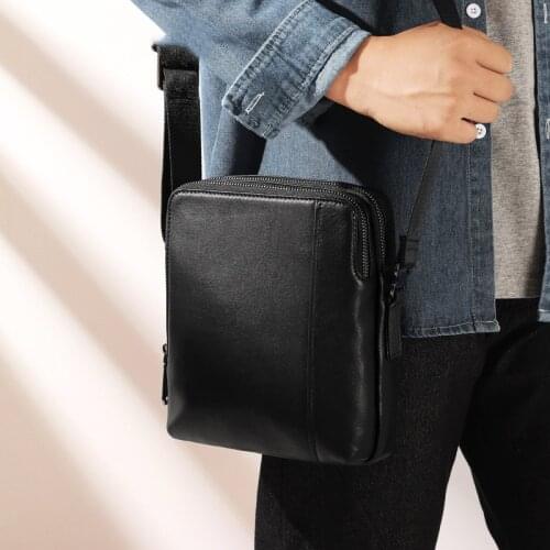 Korean Style Messenger Bags Man Genuine Leather Shoulder Bag Luxury Mens Bags Business for Male Leather Handbag Crossbody Bag