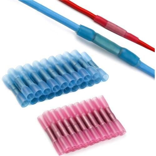 120PCS Red And Blue Heat Shrink Butt Connectors Waterproof Automobile Wire Cable Terminal 0.5-1.5mm2 18-22/1.5-2.5mm2 16-14 AWG