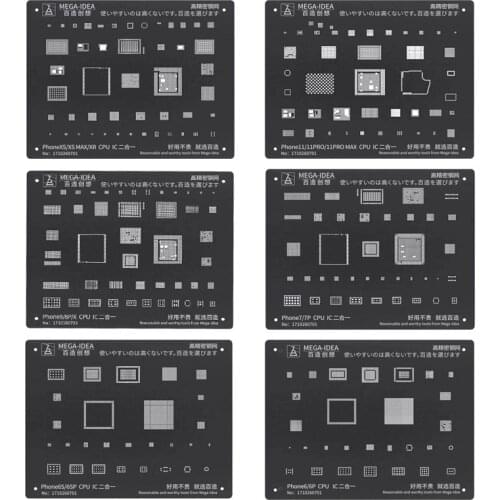 MEGA IDEA BGA reballing stencil for iphone 7 7PLUS 6S 6sP X XS XR XSMAX 11 11PRO PROMAX A8 A9 A10 A11 A12