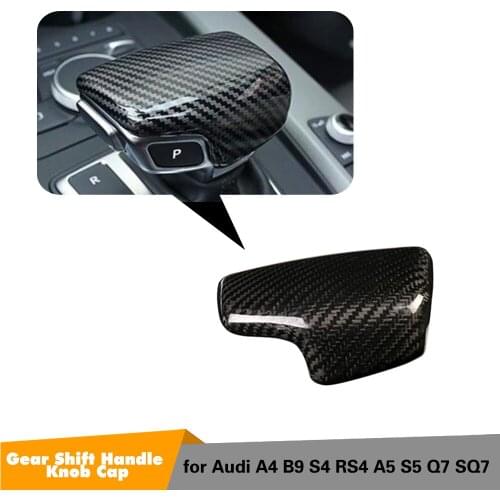Carbon Fiber Gear Shift Handle Knob Cap for Audi 17-19 A4 S4 RS4, for 17-19 A5 S5 RS5, for 16-19 Q7 SQ7