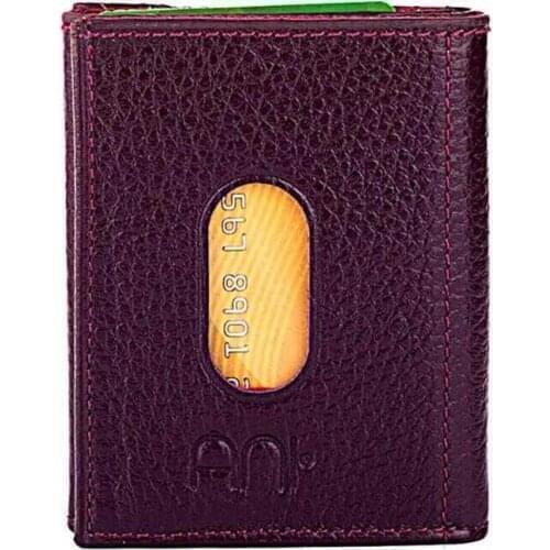 Twelve Genuine Leather Vertical Card Holder Wallet Burgundy