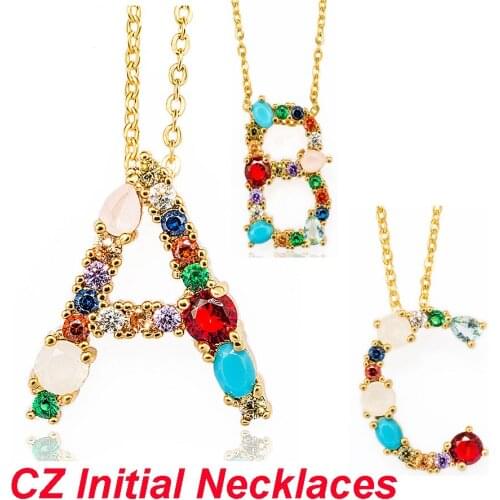 Vnistar CZ Initial Name Pendant Necklaces 100% Cubic Zirconia A-Z Alphabet Womens Necklace Letter Pendant Jewelry Necklace