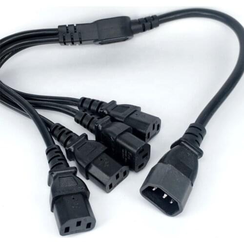 1PCS High Quality IEC 320 C14 Male Plug to 4XC13 Female Y Type Splitter Power Cord , C14 to 4 x C13, 250V/10A