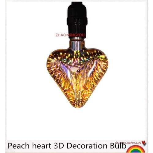 YOU 10PCS Led Light Bulb 3D Decoration Bulb 110V 220V Peach heart E27 Holiday Lights Novelty Christmas Lamp Lamparas