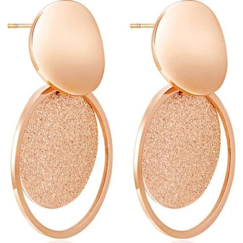 POTCET Korea 2021 Fashion Womens Stainless Steel Lock Key Stud Earrings Simple Design Gold Earrings Free Shipping Jewelry