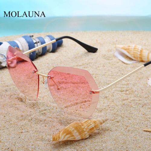2020 Retro Rimless Sunglasses Women Brand Designer Metal Frame Oversized Sun Glasses Fashion Gradient Shades Oculos de sol UV400