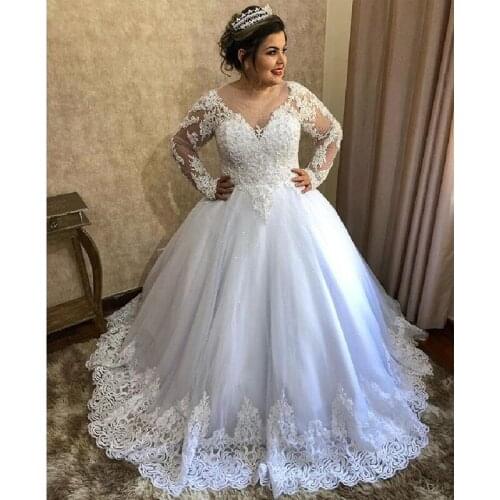 Vestido De Novia Lace Applique Wedding Dresses Simple Long Sleeve Bridal dress Floor Length Ball Gown Formal Party Customized