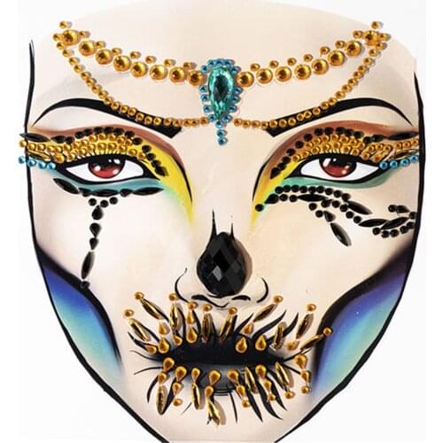 Zombie Make Up Horrible Egypt Queen Face Gem Face Jewel Decor Halloween Party Make Up Rhinestone Fake Tattoo Eyebrow Stickers