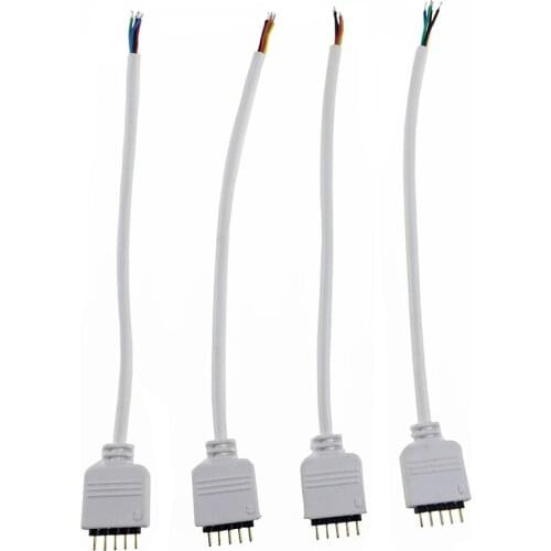 1pairs White color 5Pin Female Male Power Connector with 15cm Wire Cable Led Connectors For RGBW RGB 5050 LED Strip