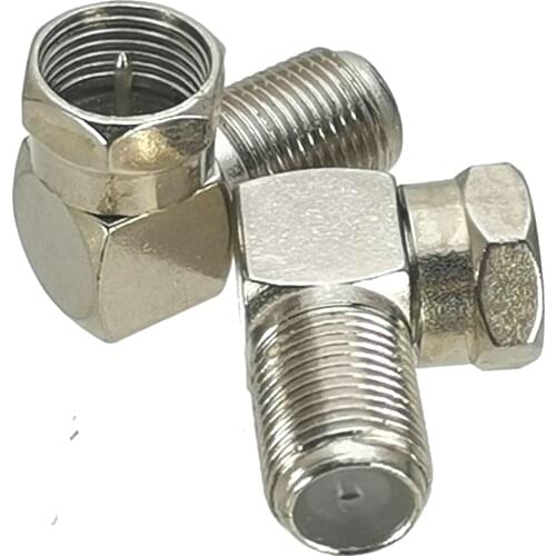1Pcs F TV Male Plug to F TV Female Jack in Series Right Angle RF Adapter Connector