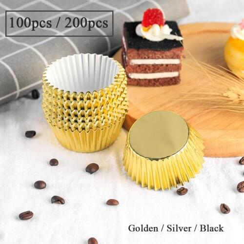 100/200pcs Cupcake Wrappers Cake Paper Cups Heat Resistant Oil-Proof Aluminum Cake Liner Baking Cupcake Wrapper Wedding Birthday