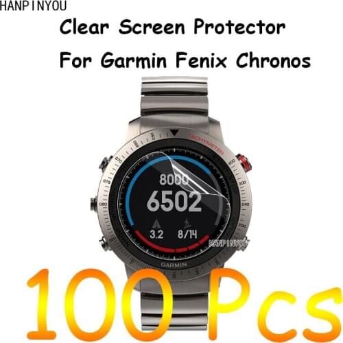 100 Pcs/Lot For Garmin Fenix Chronos SmartWatch New HD Clear Screen Protector Protective Film Guard With Cleaning Cloth