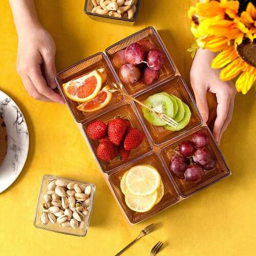 3 compartment food storage tray dried fruit snack plate with fruit fork appetizer serving platter party candy nut plate NJ70912
