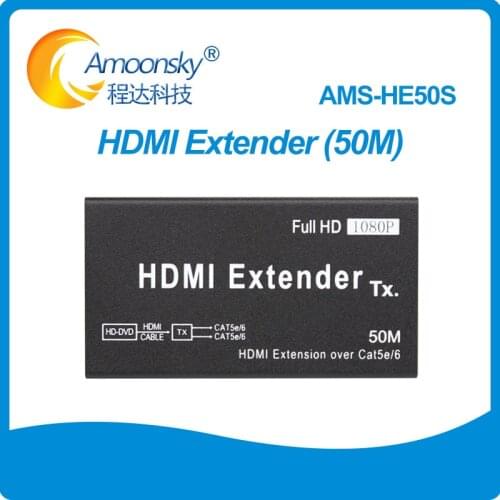 50M HDMI Extender 1080p 3D HDMI Transmitter Receiver over Cat 5e/6 RJ45 Ethernet Converter HE50S