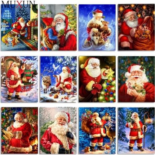 Christmas 5D Diamond Painting Santa Claus Rhinestones Pictures Diamond Art Kits Full Drill Cross Stitch Needlework Gift Rp057