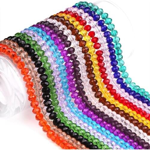 6mm 100pcs Rondelle Faceted Crystal Glass Beads Round Loose Space Beads For Jewelry Making And Curtain