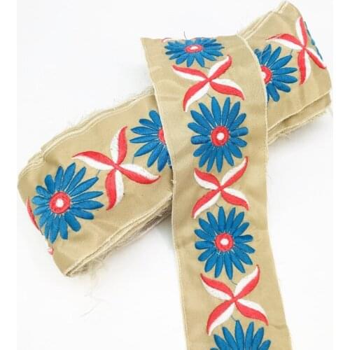 7CM Wide Embroidery Flower Lace Fabric Trim Ribbon DIY Sewing Applique Collar Fringe Wedding Guipure Dress Decor Lace Trim