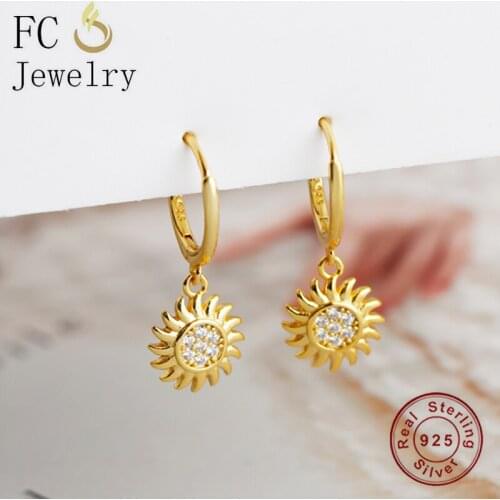 925 Sterling Silver 18k Gold Plate Sunflower Flower Hoop Earring Pendientes Piercing Flor Boucke Doreille For Pendientes 2021