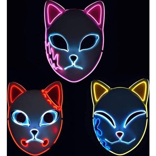 Anime demonio asesino Kimetsu No Yaiba LED accesorios y máscara para disfraz Sabito Kamado Tanjirou Makomo fiesta de Halloween l