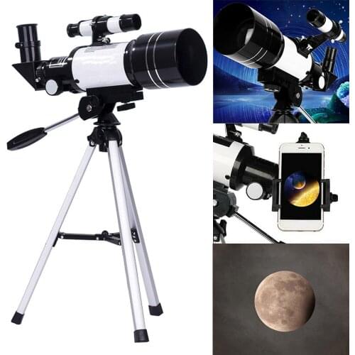 Astronomical Telescope 150X Zoom HD Camping Monocular Refraction Telescope with Portable Tripod Phone Clip With Star Finder