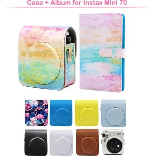 Brand Quality PU Leather Case Bag with Shoulder Strap + 96 Pockets Photo Album for Fujifilm Instax Mini 70 Instant Film Camera