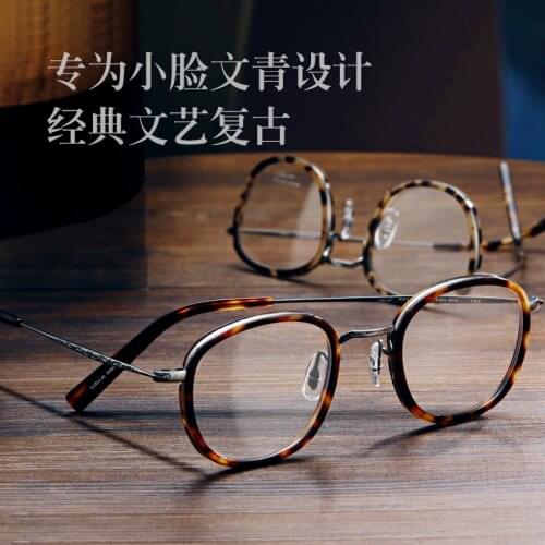 Pure Titanium Optical Glasses Frame Women Vintage Round Prescription Eyeglasses Men Myopia reading Acetate Spectacles Eyewear