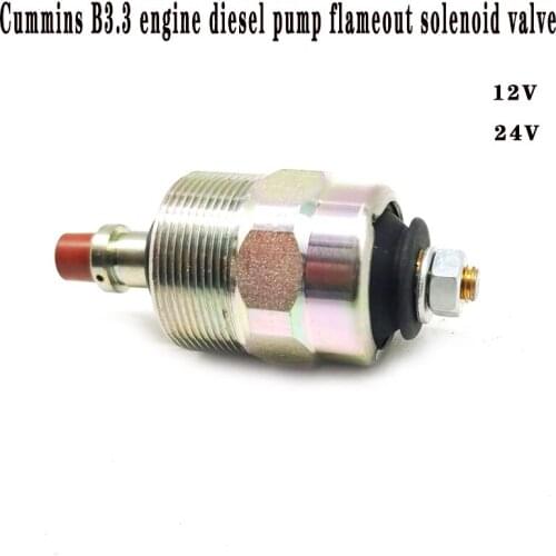 Excavator Cummins B3.3 engine diesel pump flameout solenoid valve 12V 24V oil cutoff valve switch accessories