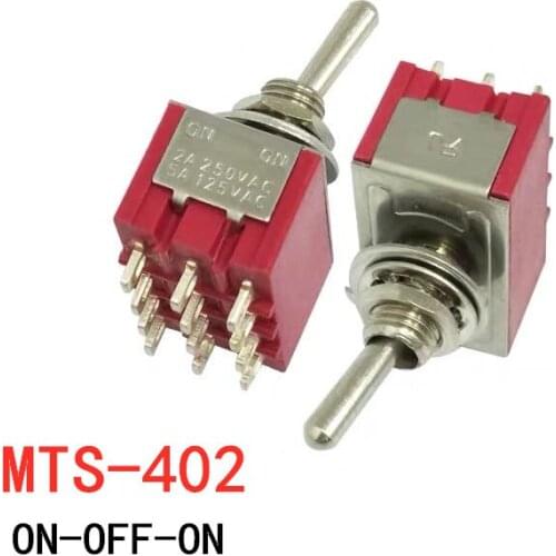 MTS-402 Red AC 250V 2A 125V 5A 12Pins 2Position 4PDT ON/ON Switch Mayitr Electrical Supplies Durable Mini MTS402 Toggle Switch