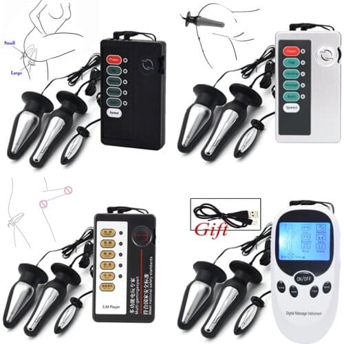 Electro Shock Pulse Anal Vaginal Plug Clit Stimulator E-stim Prostate Massage Expand Anus Vagina Device SM Sex Toy For Woman Man