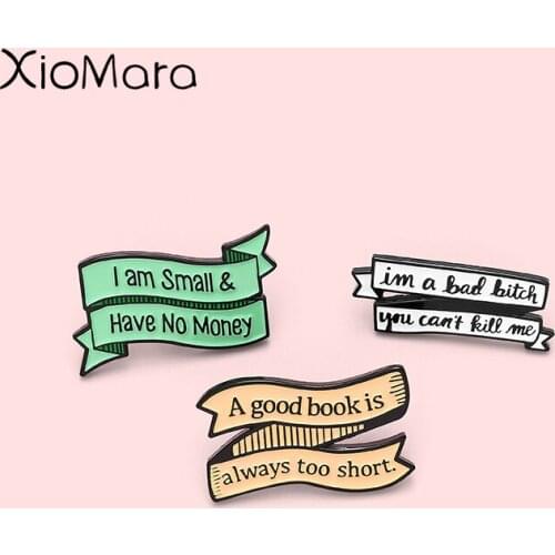 Banner Slogan Enamel Pins Ribbon Brooches Lapel Badges Wholesale Pin Fashion Jewelry Gifts for Friends