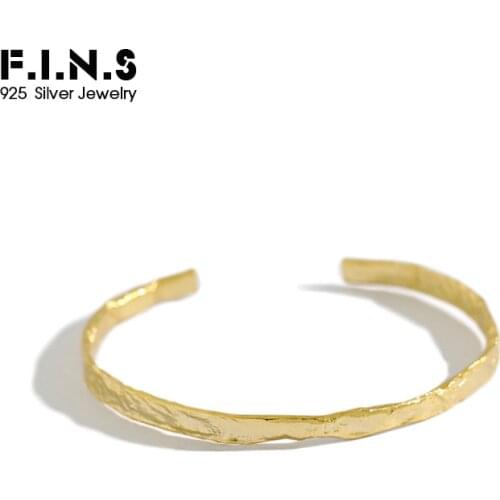 F.I.N.S 925 Sterling Silver Charm Bracelets Bangles Minimalism Concave Open Cuff Bangle Friendship Bracelets Fashion Jewelry