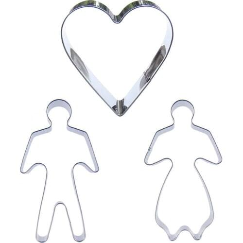 Heart-shaped, Boy , Girl shaped 3 piece biscuit cutting molds, baking tools, cake decorating soft candy tools