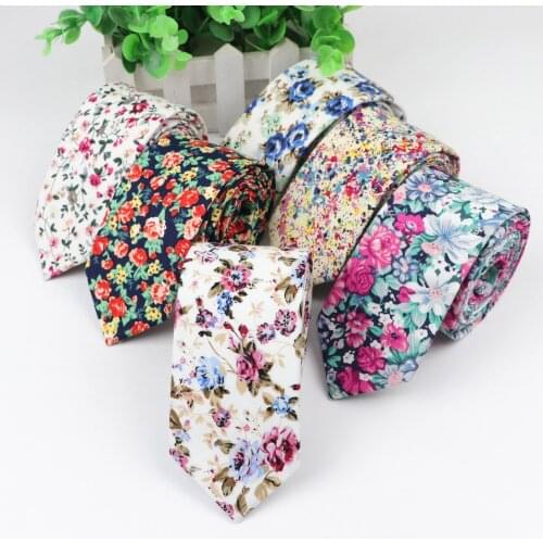 Cotton Flower Tie Mens Colourful Floral Ties Necktie Narrow Paisley Slim Skinny Cravate Narrow Thick Neckties