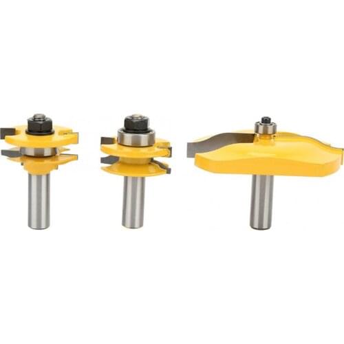 Cnc tools 3pcs 1/2" Shank Ogee Raised Panel & Ogee Rail and Stile Router Bit Set Woodwork Milling Cutter Milling Cutter Kit