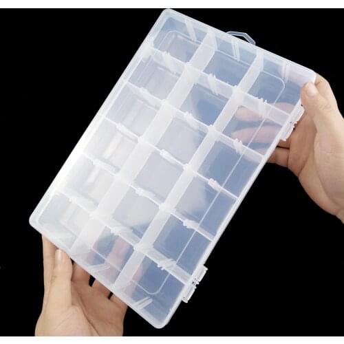 JHNBY Adjustable 16 Slots Plastic big Jewelry Box Storage Case Craft Container for DIY Beads Earrings Rings Display Gift Boxes