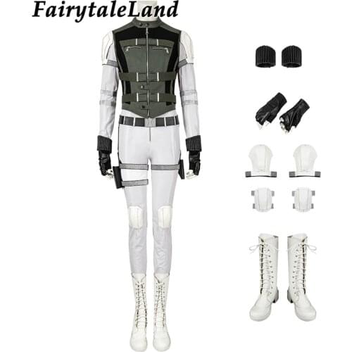 Widow Cosplay Costume Yelena Belova White Battle Jumpsuit Fancy Halloween Carnival Cool Outfit Full Sets With Boots