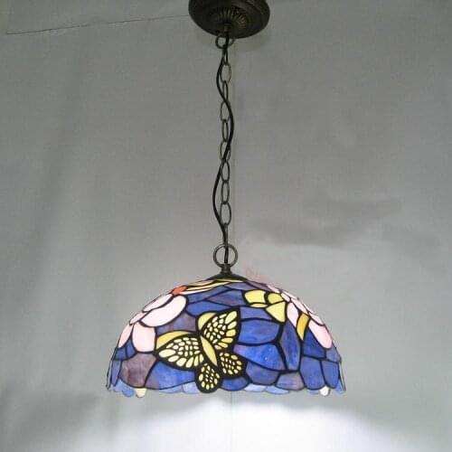 Light rural single head restaurant creative Purple Butterfly living room bedroom study chandelier Europ DF126