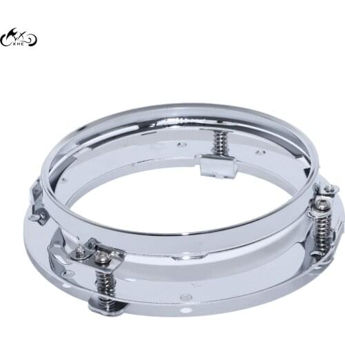 Motorcycle 7" Chrome Round LED Headlight Mounting Bracket Ring For Harley Jeep Wrangler JK 2007-2016 FLD 2012-2013 Softail 91-13