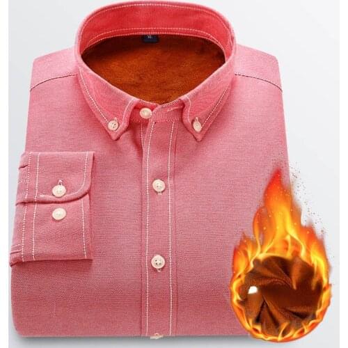 Mens Long Sleeve Oxford Plaid Dress Shirt Front Patch Chest Pocket Regular-fit Button-down Collar Thick Work Shirts Y217