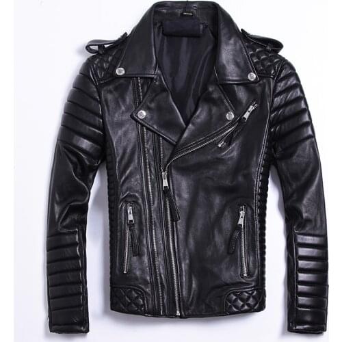 2021 Spring Sheepskin Jacket Mens Slim Short Motorcycle Jacket Large Size 5xl Mens Biker Fashion Jacket