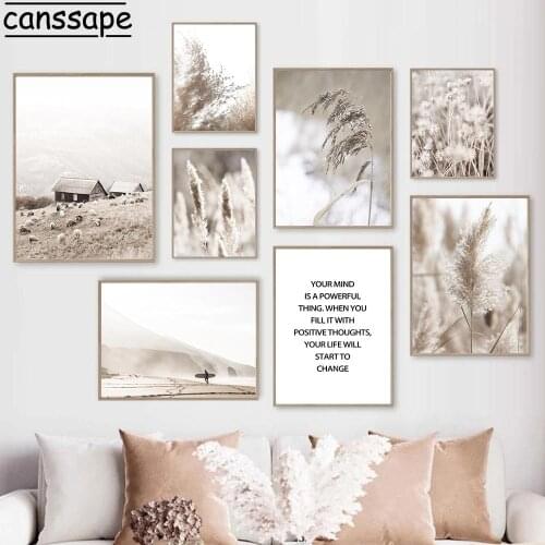 Landscape Poster Plant Wall Art Print House Posters Hay Reed Canvas Painting Fall Quote Wall Pictures For Living Room Home Decor
