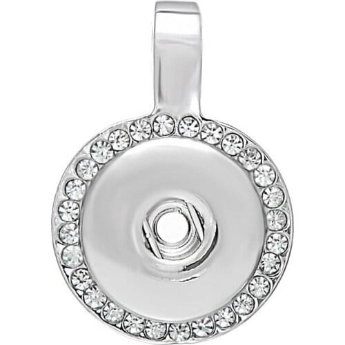 New arrive 10pcs/lot silver crystal round lock snap pendant for women fit 18mm snap buttons for diy jewelry