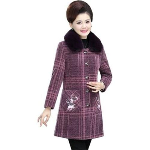 Mother Wear High-End Gold Mink Velvet Coat Female Polo Fur Collar Mid-Long Western Style Thickening Professional Fit Woolen Tide