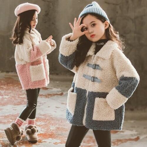 2020 Winter Girls Fur Woolen Coat Christmas Costume Thick Warm Jackets For Girls 6 9 12 14 Year Kids Outerwear Girls Woolen Coat