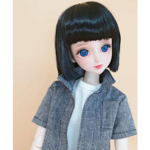 1/3 1/4 1/6 1/8 Bjd SD Wig Short Black Cute Hair Wig High Temperature Wire BJD Wig For BJD Doll Wig