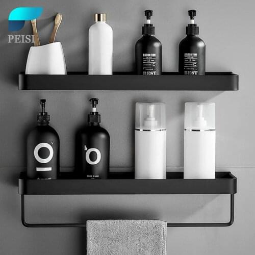PEISI Aluminum Bathroom Shelf Organizer Shower Storage Rack Wall Mounted Shampoo Cosmetic Rack Household Bathroom Accessories