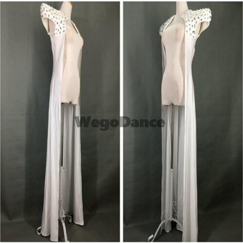 Women Crystal Stone Star Same Paragraph Long Cloak Coat Stage Loaded Nightclub Singer Costume