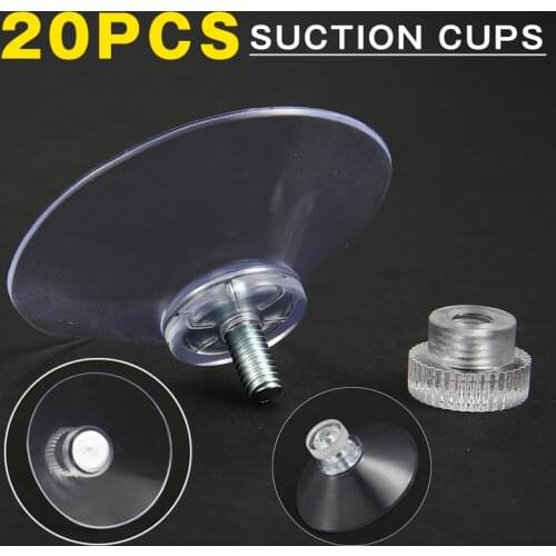 New 20pcs Suction Cups 40mm with M4 Thread Suction Cups with Clear Knurled Nut Mushroom Head Suckers Cup for Kitchen Home Decor