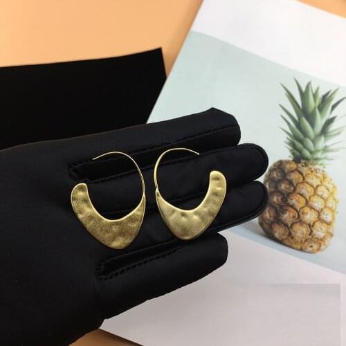 French Style Simple Geometric Metal Earrings Brand Vintage Cool Earring Office Lady Jewelry